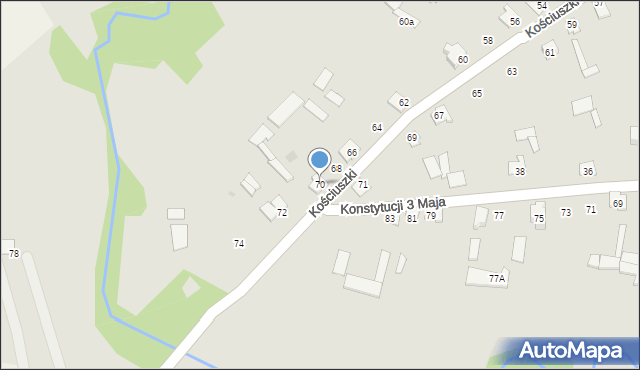 Goniądz, Kościuszki Tadeusza, gen., 70, mapa Goniądz