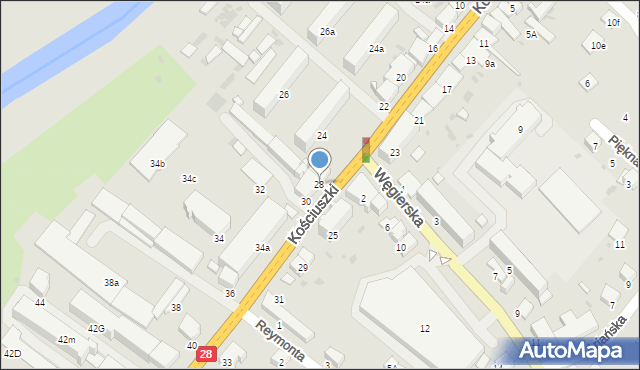 Gorlice, Kościuszki Tadeusza, gen., 28, mapa Gorlic