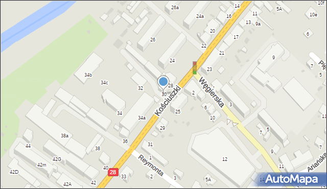 Gorlice, Kościuszki Tadeusza, gen., 30, mapa Gorlic
