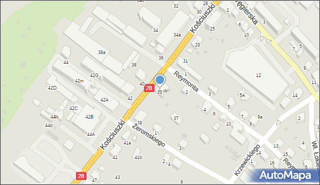 Gorlice, Kościuszki Tadeusza, gen., 33, mapa Gorlic