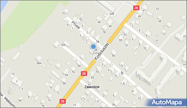 Gorlice, Kościuszki Tadeusza, gen., 58, mapa Gorlic