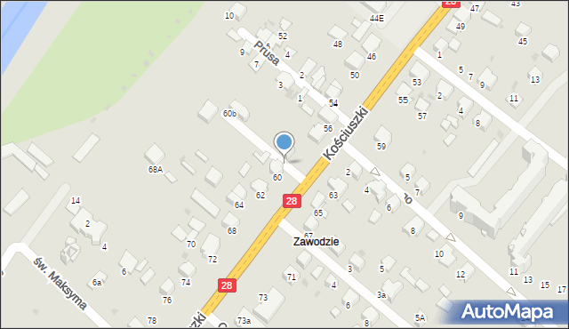 Gorlice, Kościuszki Tadeusza, gen., 60a, mapa Gorlic