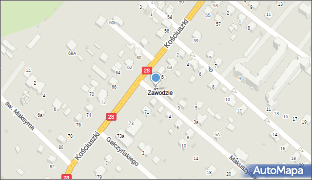 Gorlice, Kościuszki Tadeusza, gen., 67, mapa Gorlic