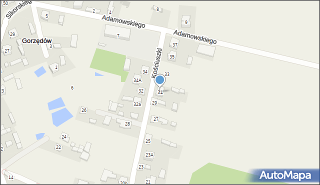 Gorzędów, Kościuszki Tadeusza, gen., 31, mapa Gorzędów