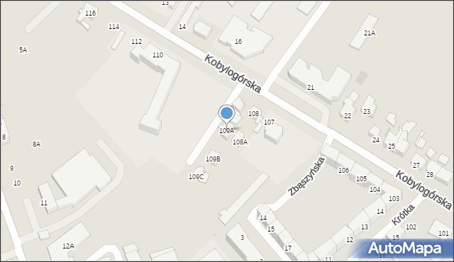 Gorzów Wielkopolski, Kobylogórska, 109A, mapa Gorzów Wielkopolski