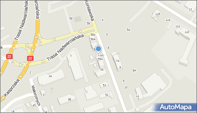 Gorzów Wielkopolski, Koniawska, 55B, mapa Gorzów Wielkopolski