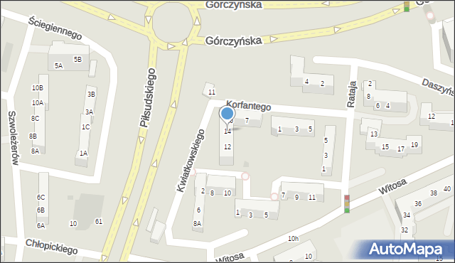 Gorzów Wielkopolski, Korfantego Wojciecha, 14, mapa Gorzów Wielkopolski