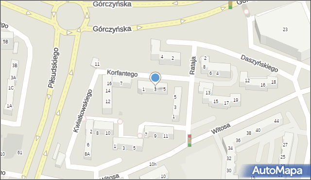 Gorzów Wielkopolski, Korfantego Wojciecha, 3, mapa Gorzów Wielkopolski