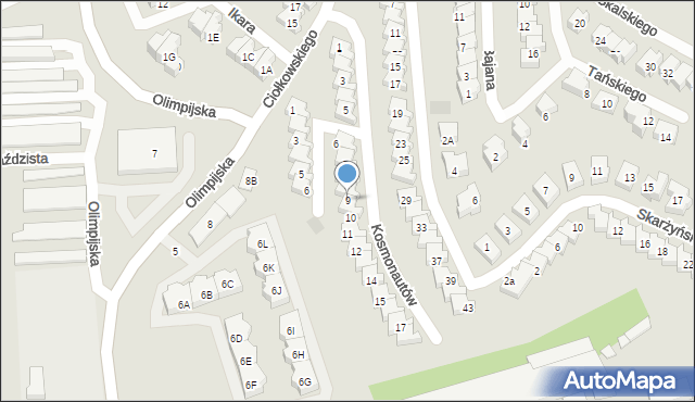 Gorzów Wielkopolski, Kosmonautów, 9, mapa Gorzów Wielkopolski