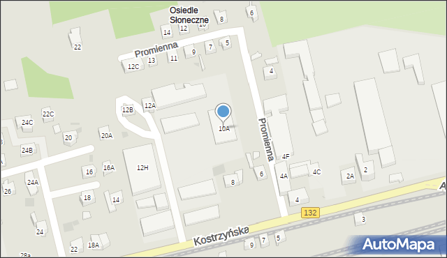 Gorzów Wielkopolski, Kostrzyńska, 10A, mapa Gorzów Wielkopolski