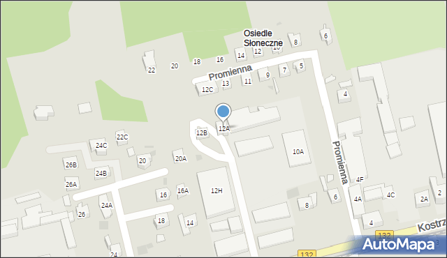 Gorzów Wielkopolski, Kostrzyńska, 12A, mapa Gorzów Wielkopolski