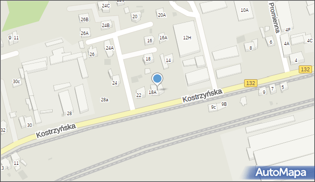 Gorzów Wielkopolski, Kostrzyńska, 18B, mapa Gorzów Wielkopolski