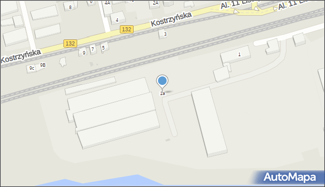 Gorzów Wielkopolski, Kostrzyńska, 1a, mapa Gorzów Wielkopolski