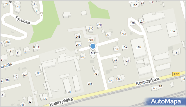 Gorzów Wielkopolski, Kostrzyńska, 24A, mapa Gorzów Wielkopolski