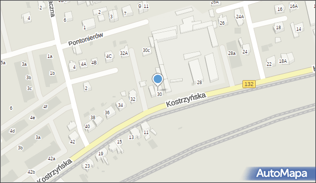 Gorzów Wielkopolski, Kostrzyńska, 30A, mapa Gorzów Wielkopolski