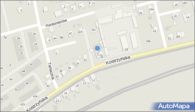 Gorzów Wielkopolski, Kostrzyńska, 30B, mapa Gorzów Wielkopolski