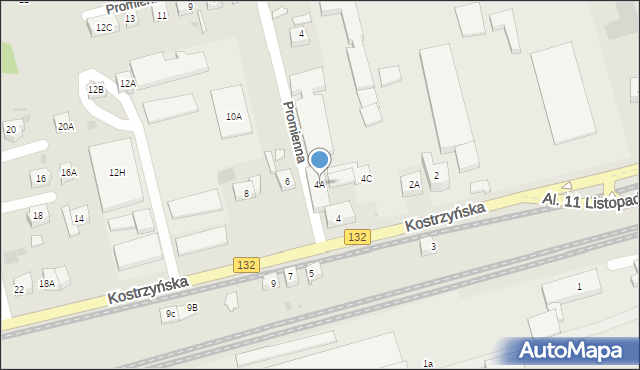 Gorzów Wielkopolski, Kostrzyńska, 4A, mapa Gorzów Wielkopolski