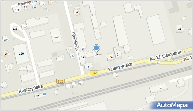 Gorzów Wielkopolski, Kostrzyńska, 4C, mapa Gorzów Wielkopolski