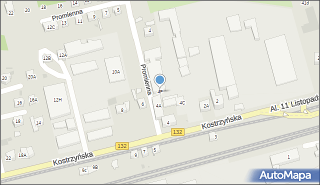 Gorzów Wielkopolski, Kostrzyńska, 4F, mapa Gorzów Wielkopolski