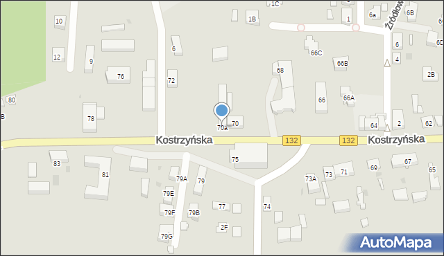 Gorzów Wielkopolski, Kostrzyńska, 70a, mapa Gorzów Wielkopolski