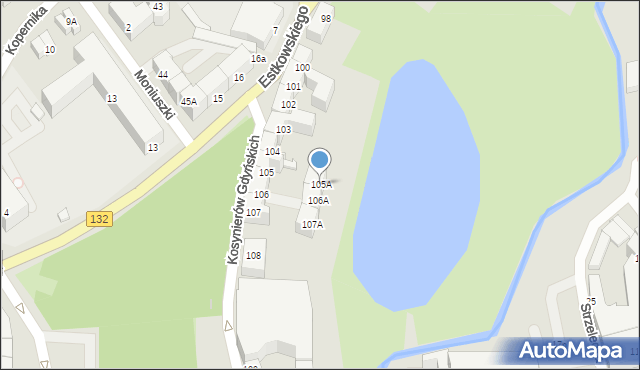 Gorzów Wielkopolski, Kosynierów Gdyńskich, 105A, mapa Gorzów Wielkopolski