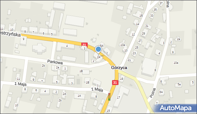 Górzyca, Kostrzyńska, 1A, mapa Górzyca