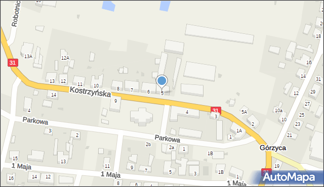 Górzyca, Kostrzyńska, 5, mapa Górzyca