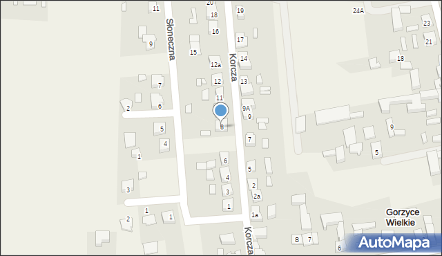 Gorzyce Wielkie, Korcza Teodora, ks., 8, mapa Gorzyce Wielkie