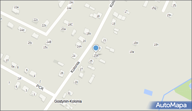 Gostynin, Kolonia, 23A, mapa Gostynin