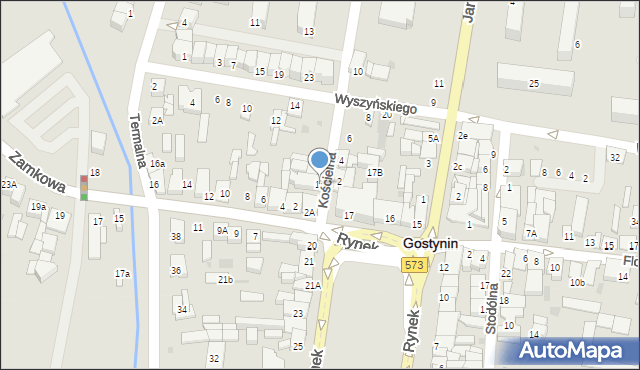 Gostynin, Kościelna, 1a, mapa Gostynin