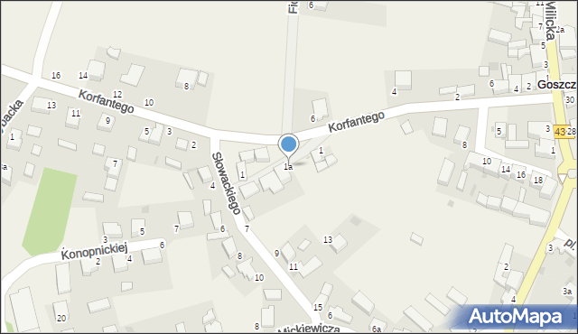 Goszcz, Korfantego Wojciecha, 1a, mapa Goszcz