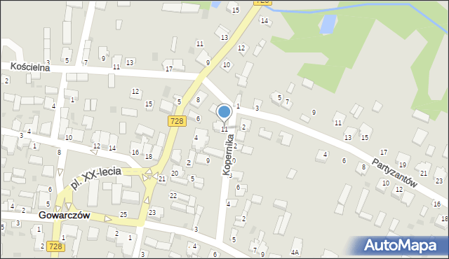 Gowarczów, Kopernika Mikołaja, 11, mapa Gowarczów