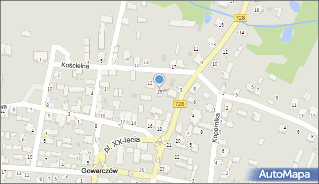 Gowarczów, Kościelna, 15, mapa Gowarczów