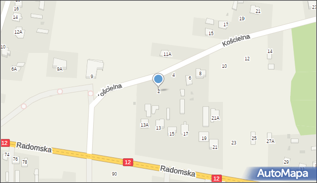 Gózd, Kościelna, 2, mapa Gózd