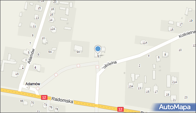 Gózd, Kościelna, 9, mapa Gózd