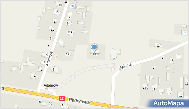 Gózd, Kościelna, 9A, mapa Gózd