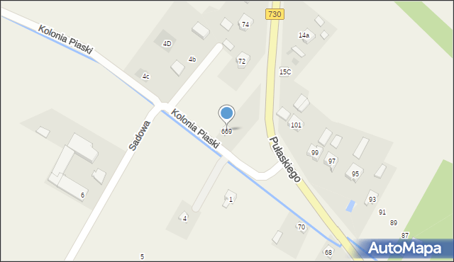 Grabów nad Pilicą, Kolonia Piaski, 669, mapa Grabów nad Pilicą