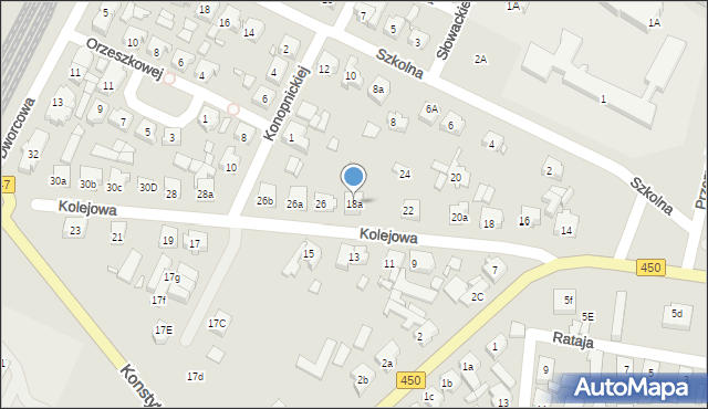 Grabów nad Prosną, Kolejowa, 18a, mapa Grabów nad Prosną