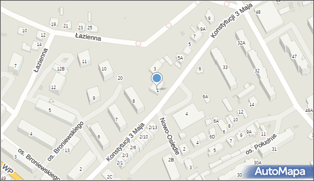 Grajewo, Konstytucji 3 Maja, 1, mapa Grajewo