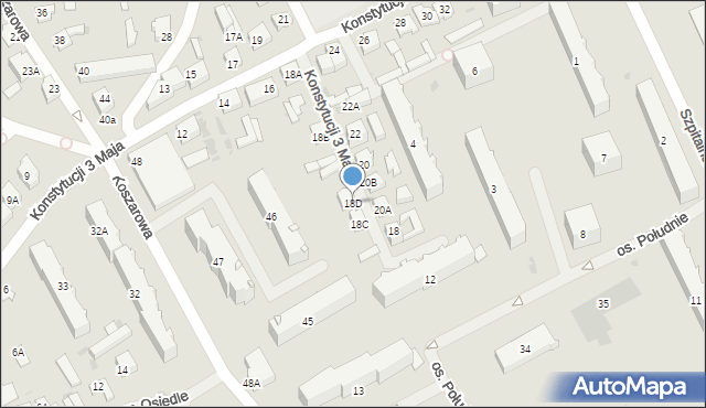 Grajewo, Konstytucji 3 Maja, 18D, mapa Grajewo