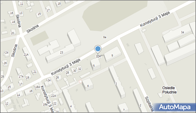 Grajewo, Konstytucji 3 Maja, 32A, mapa Grajewo