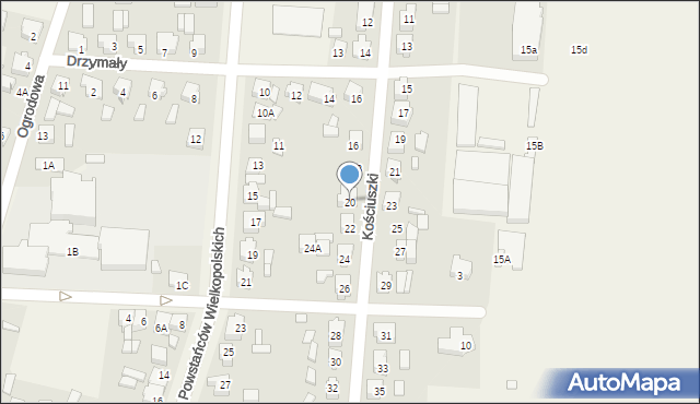 Granowo, Kościuszki Tadeusza, gen., 20, mapa Granowo