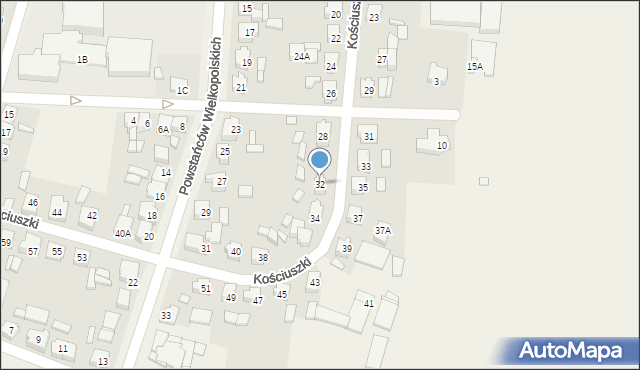 Granowo, Kościuszki Tadeusza, gen., 32, mapa Granowo