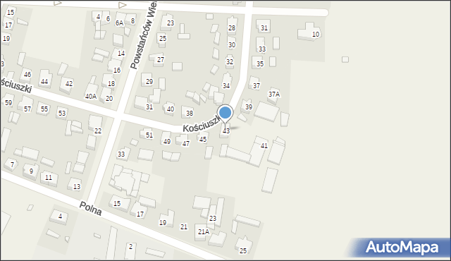 Granowo, Kościuszki Tadeusza, gen., 43, mapa Granowo