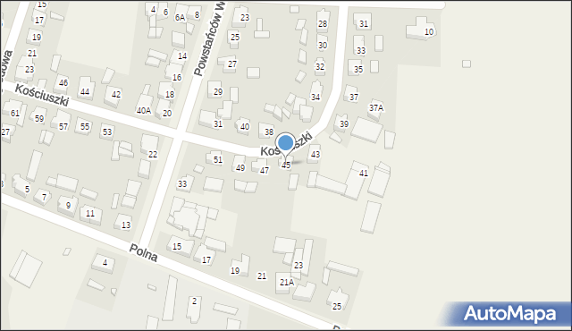 Granowo, Kościuszki Tadeusza, gen., 45, mapa Granowo