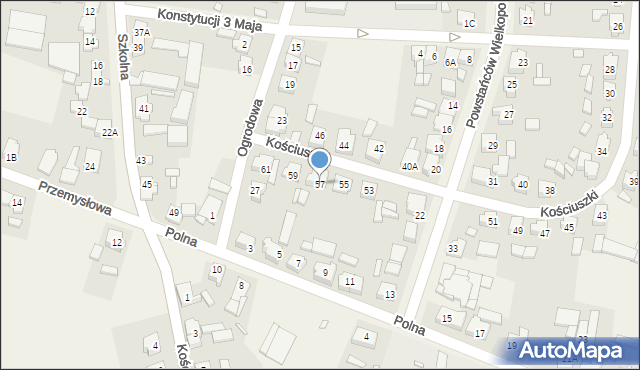 Granowo, Kościuszki Tadeusza, gen., 57, mapa Granowo