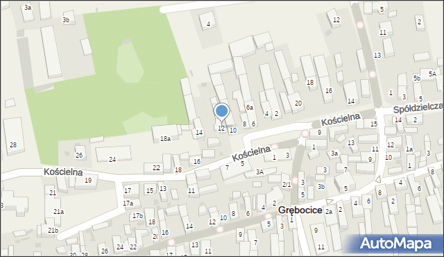 Grębocice, Kościelna, 12, mapa Grębocice