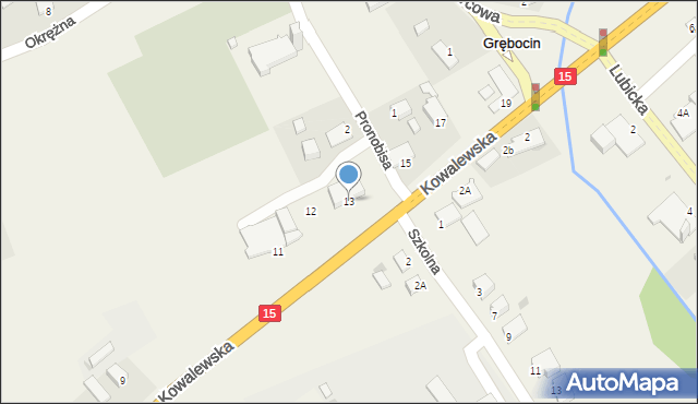 Grębocin, Kowalewska, 13, mapa Grębocin