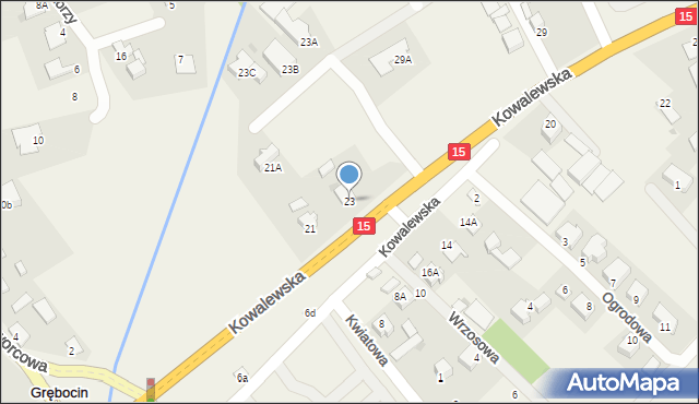 Grębocin, Kowalewska, 23, mapa Grębocin