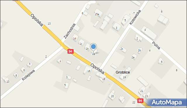 Groblice, Kotowicka, 1a, mapa Groblice